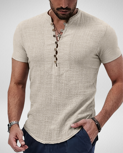 Heren Casual Henley Shirt – Lichtgewicht & Stijlvol - Zomer