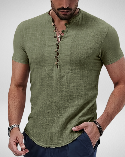 Heren Casual Henley Shirt – Lichtgewicht & Stijlvol - Zomer