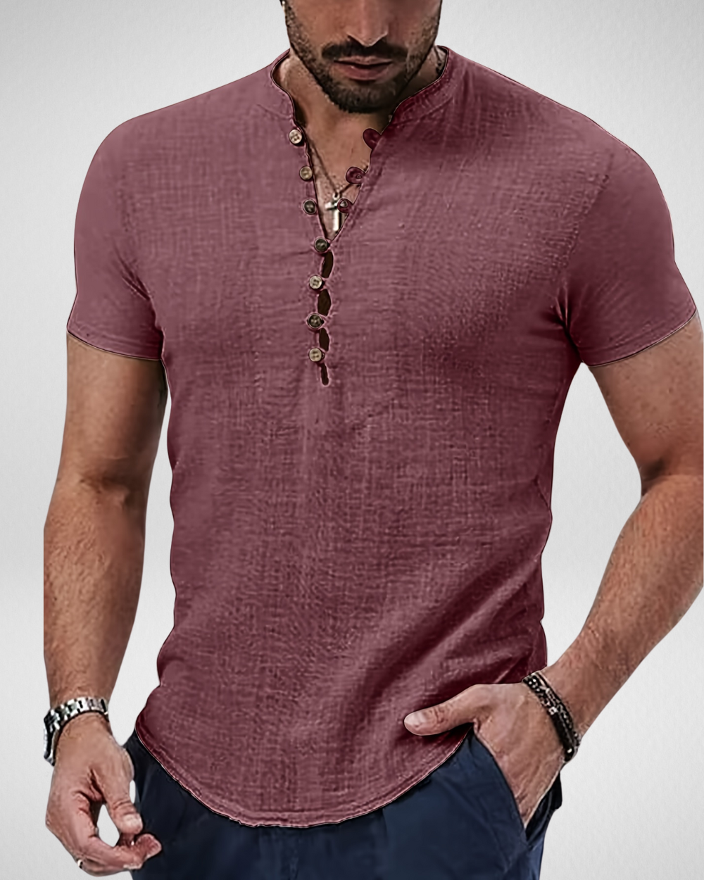 Heren Casual Henley Shirt – Lichtgewicht & Stijlvol - Zomer