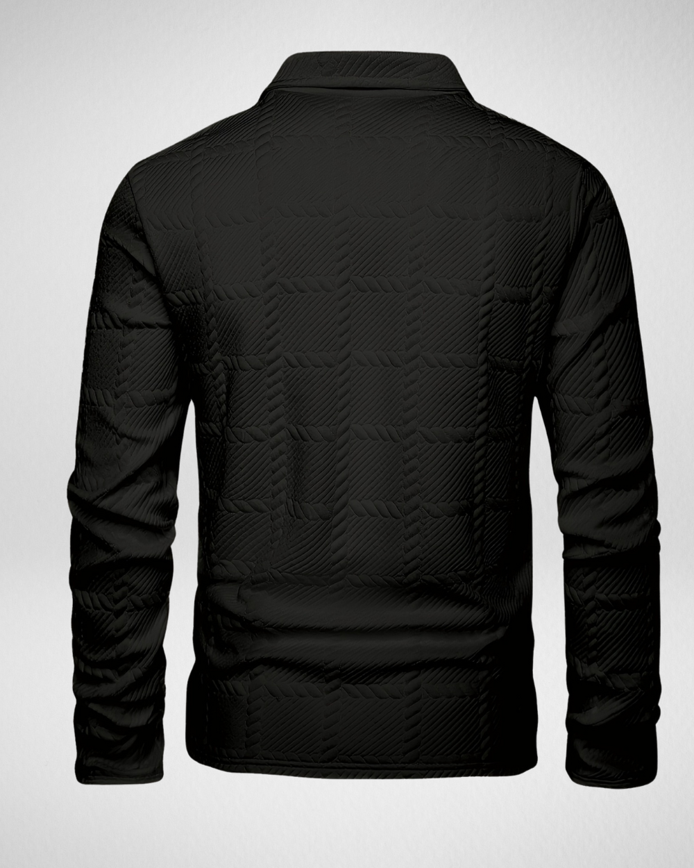 Heren Polo Lange Mouw – Geweven Textuur – Luxe Look