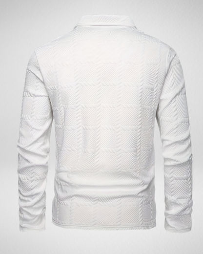 Heren Polo Lange Mouw – Geweven Textuur – Luxe Look