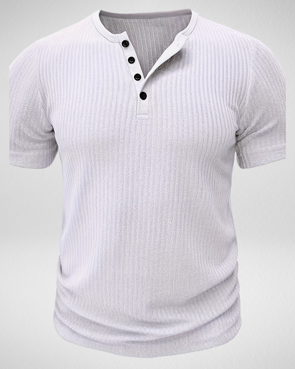 Heren Rib T-Shirt - Knoopsluiting – Comfortabel & Stijlvol