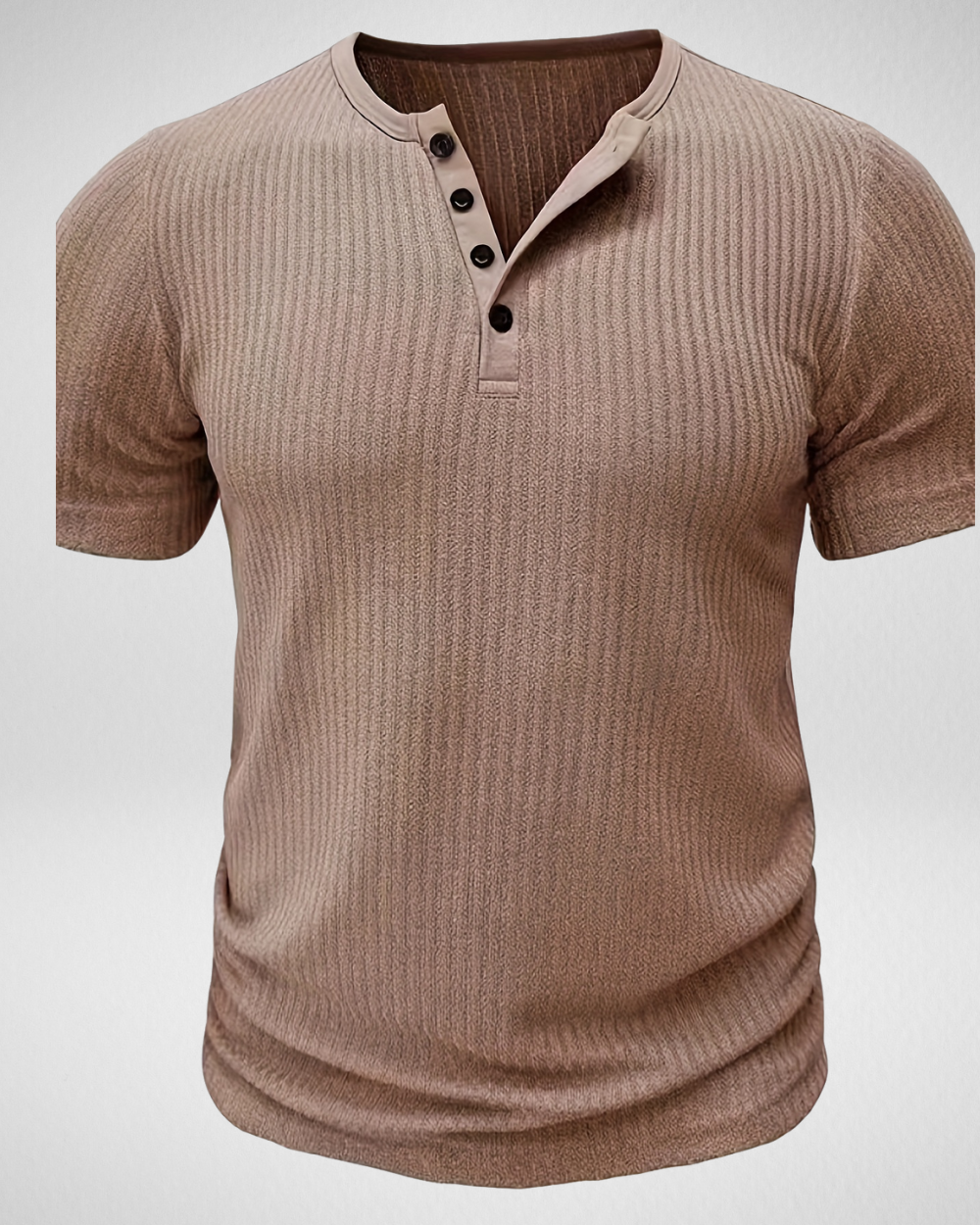 Heren Rib T-Shirt - Knoopsluiting – Comfortabel & Stijlvol