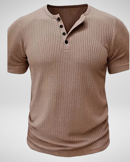 Heren Rib T-Shirt - Knoopsluiting – Comfortabel & Stijlvol