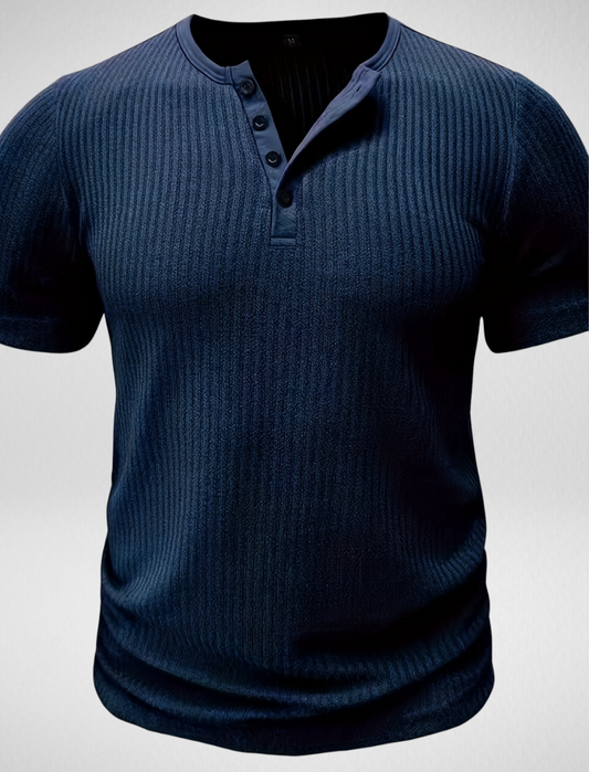 Heren Rib T-Shirt - Knoopsluiting – Comfortabel & Stijlvol