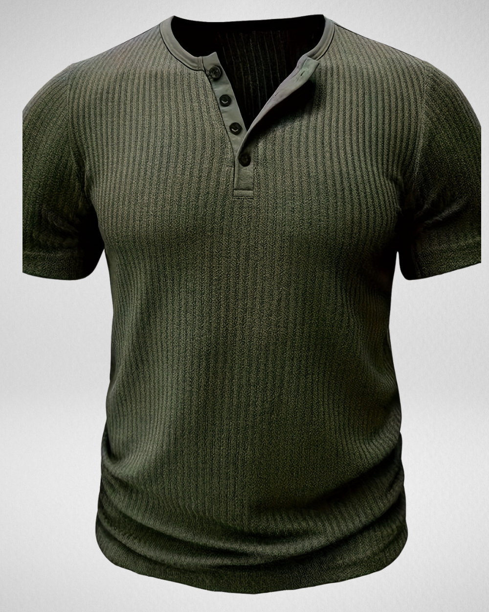 Heren Rib T-Shirt - Knoopsluiting – Comfortabel & Stijlvol