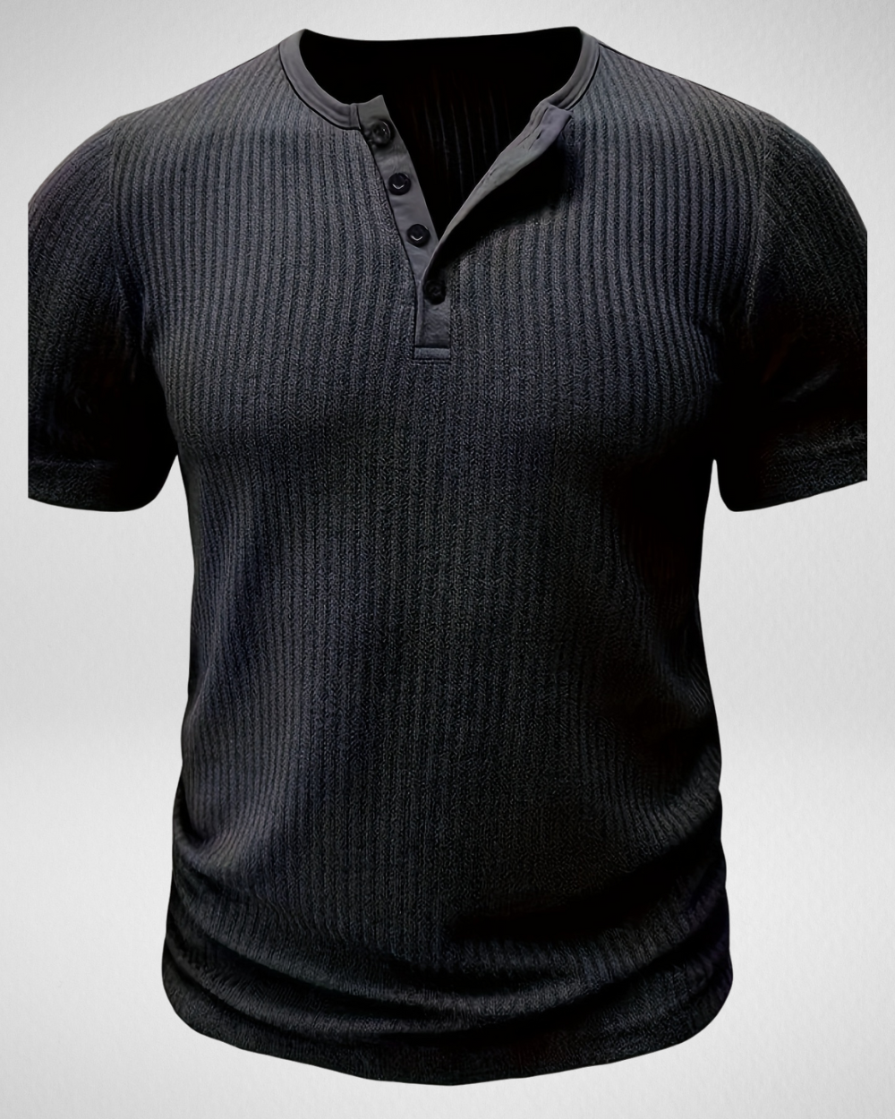 Heren Rib T-Shirt - Knoopsluiting – Comfortabel & Stijlvol