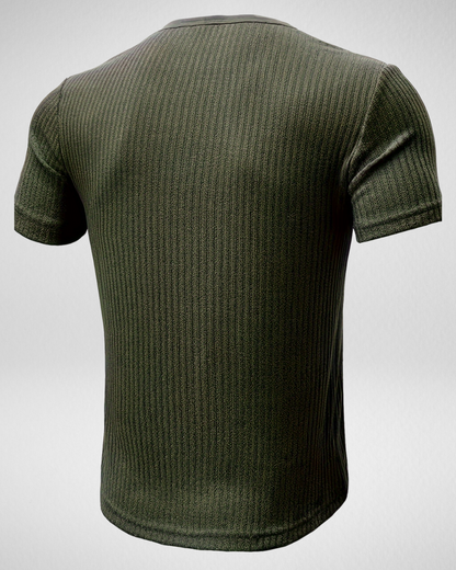 Heren Rib T-Shirt - Knoopsluiting – Comfortabel & Stijlvol