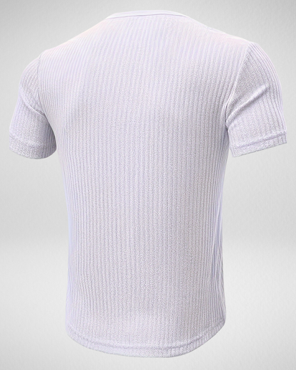 Heren Rib T-Shirt - Knoopsluiting – Comfortabel & Stijlvol