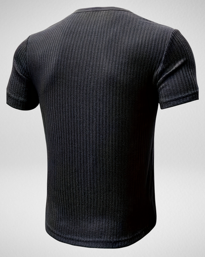 Heren Rib T-Shirt - Knoopsluiting – Comfortabel & Stijlvol
