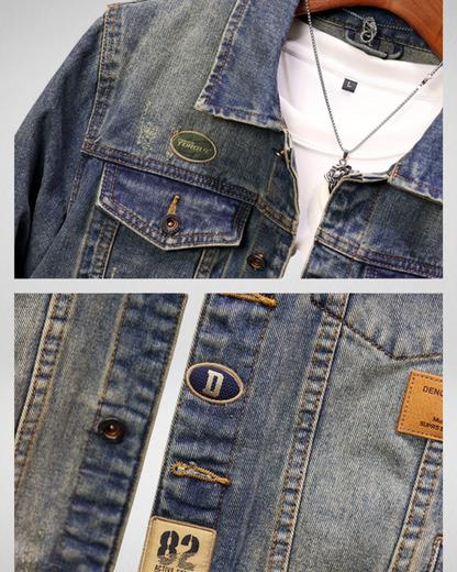 Heren Spijkerjack met Details – Demin Look