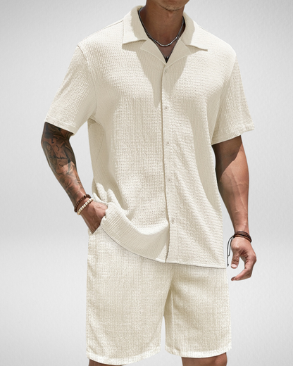 Luchtige Heren Set – Korte Mouwen Overhemd & Shorts - Zomer