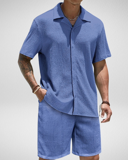 Luchtige Heren Set – Korte Mouwen Overhemd & Shorts - Zomer