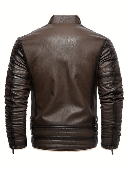 Heren PU Jas met Bontvoering – Ritsluiting – Vintage Stijl