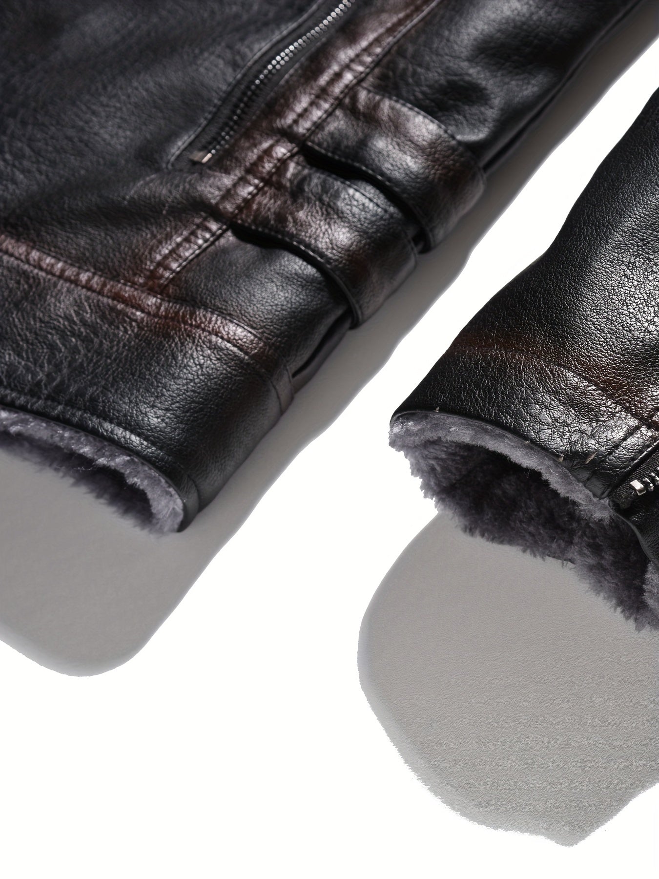 Heren PU Jas met Bontvoering – Ritsluiting – Vintage Stijl